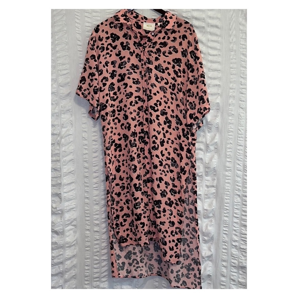 Anthropologie Pink Leopard Print Tunic